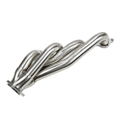 Exhaust shorty header primary tubes merged into a single outlet, crafted from stainless steel for 1964-1973 Chevy Chevelle V8 applications.