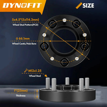 1" 5x4.5 Hub Wheel Spacers for Nissan 350Z 370Z Infinit G35 G37 M12x1.25 Dynofitauto