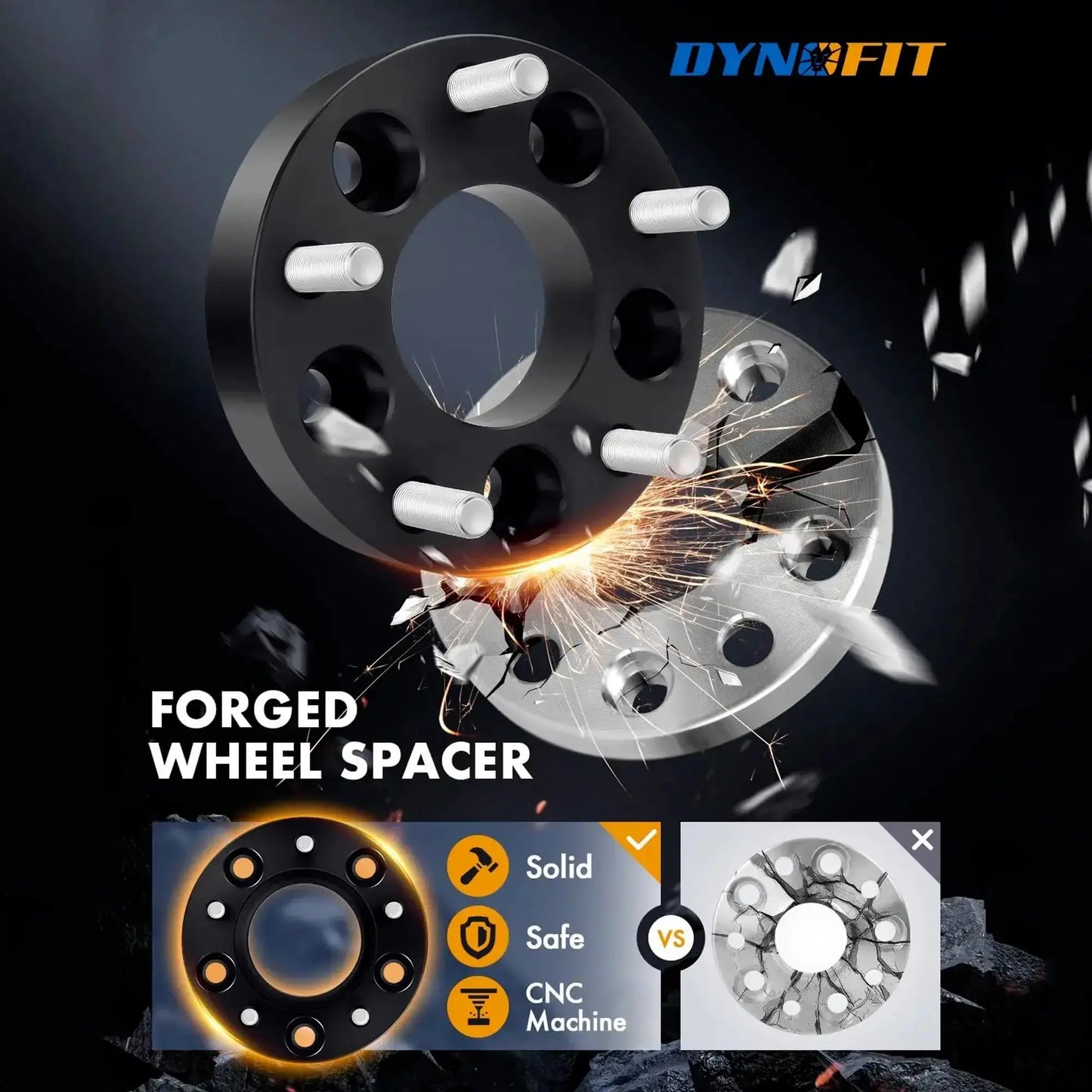 Dynofit 1.25" 5x4.5 to 5x5 Wheel Adapters for Jeep Solid and Safe