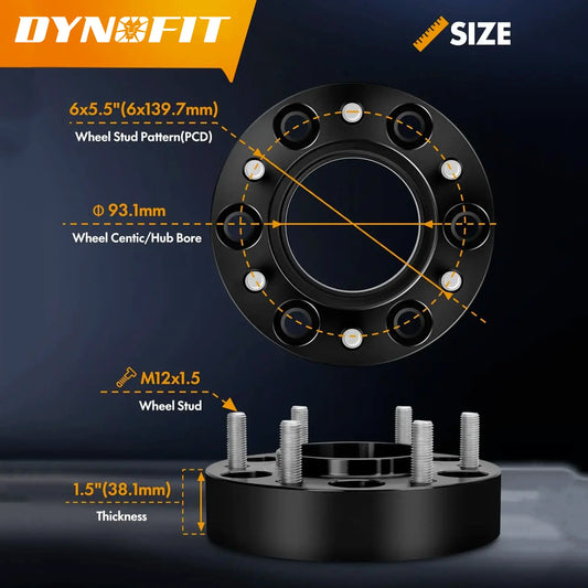 1.5" 6x5.5 Hubcentric Wheel Spacer for Ford Ranger Xlt Lariat Raptor M12x1.5
