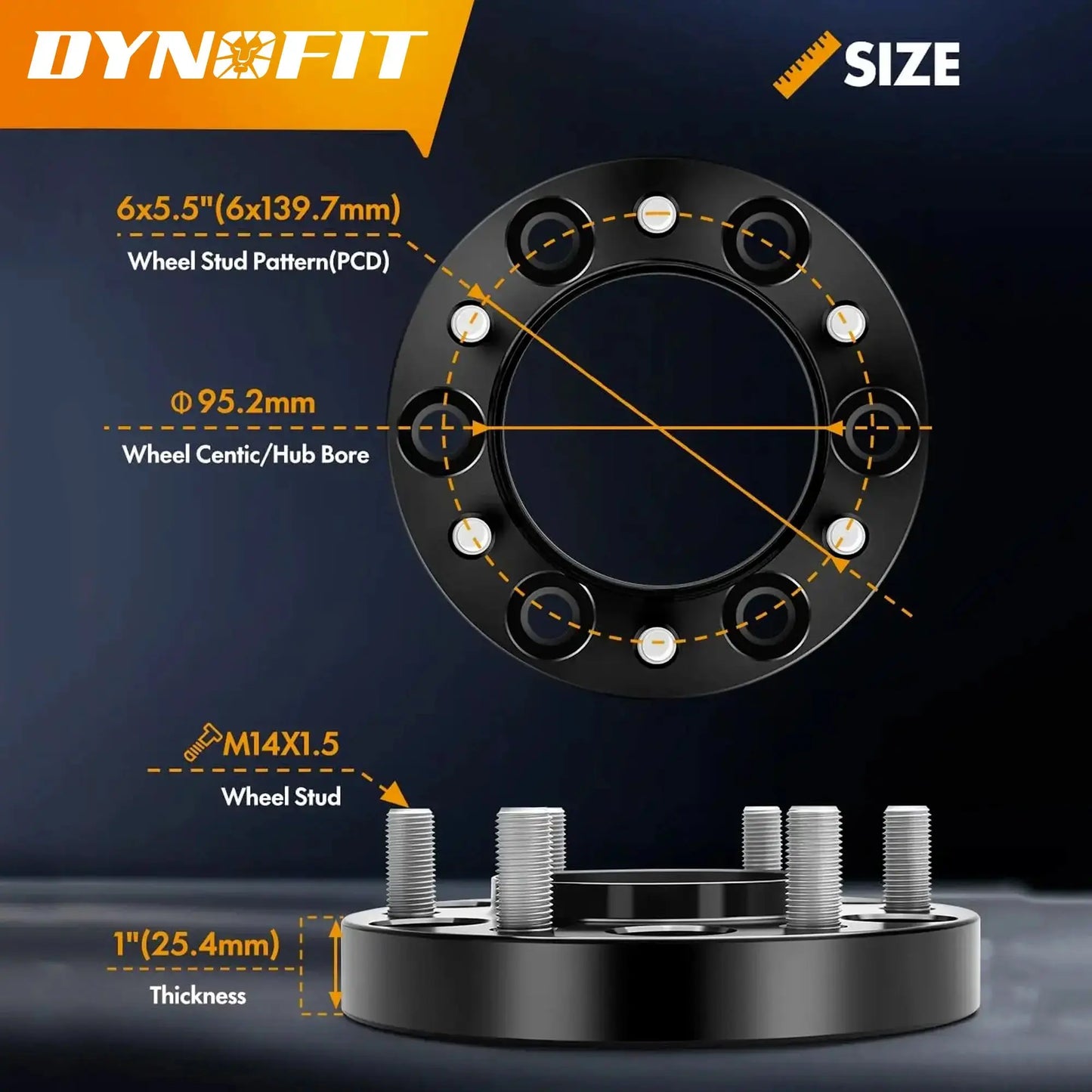 Size 1" Hub Wheel Spacers for Toyota Tacoma Dynofit