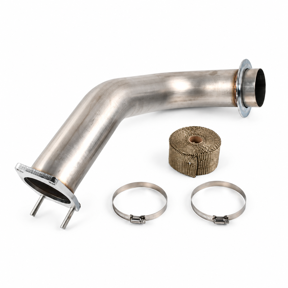 3.5-inch exhaust downpipe for 2017-2023 Chevy Silverado/GMC Sierra L5P 6.6L diesel, 2WD only, not for Cab & Chassis trucks.