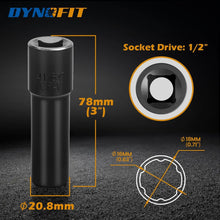 Dynofit 6 Point Spline Lug Nuts Key for Wrench with 1/2" Imperial Square Socket Drive Size