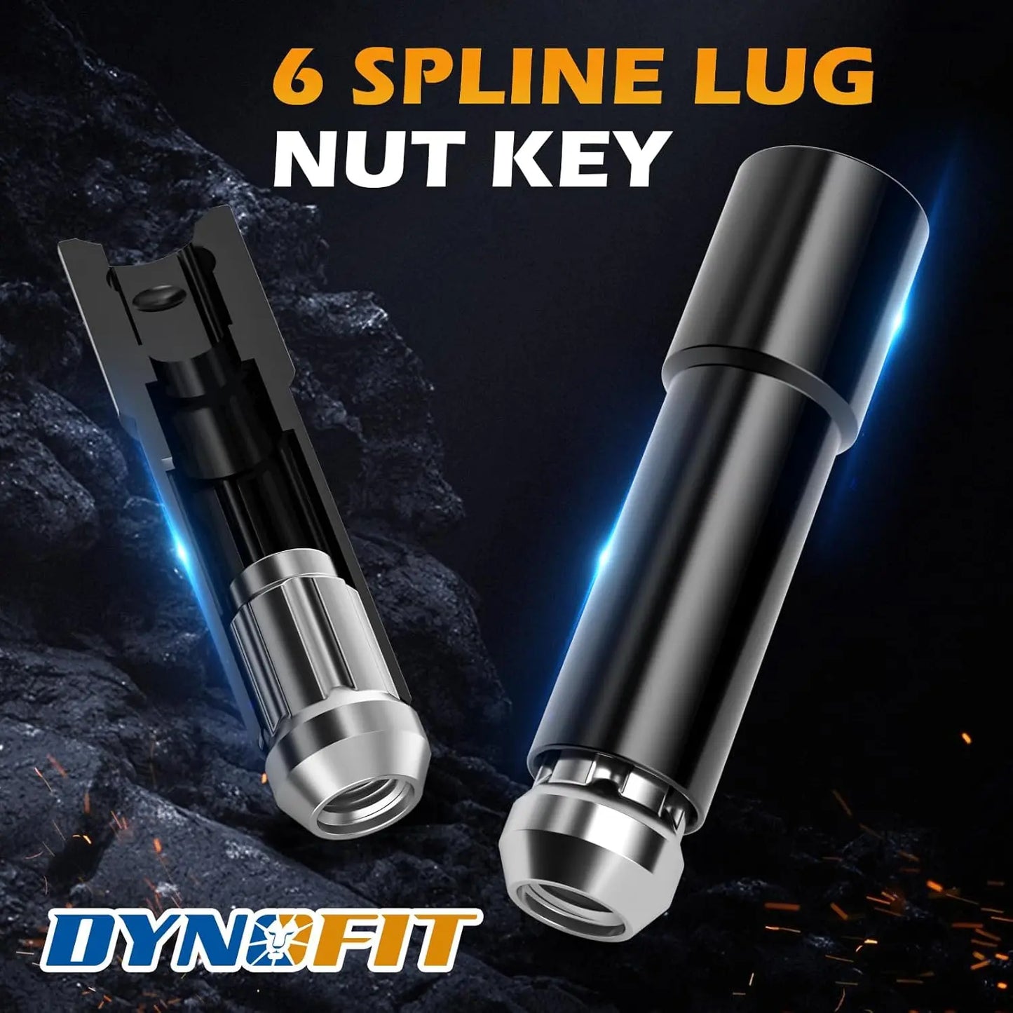 Dynofit 6 Point Spline Lug Nuts Key for Wrench with 1/2" Imperial Square Socket Drive