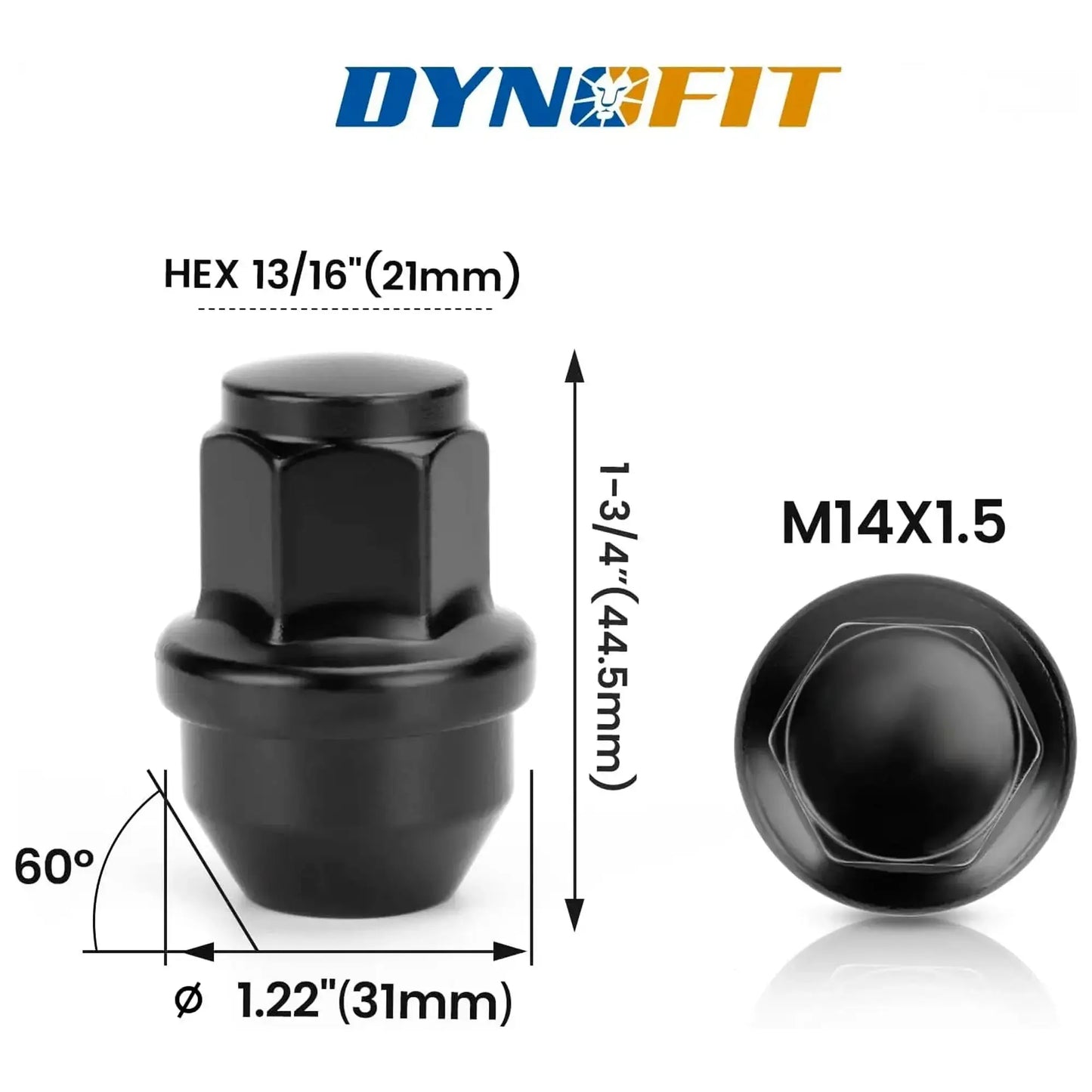 Dynofit M14×1.5 OEM Lug Nuts for Ford F150 Size