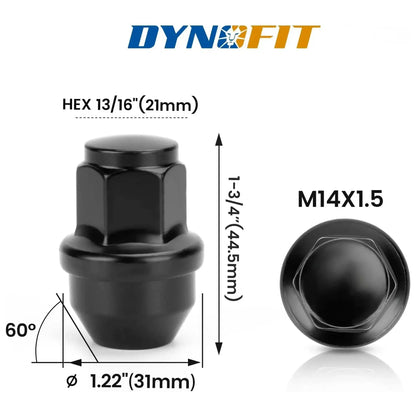 Dynofit M14×1.5 OEM Lug Nuts for Ford F150 Size