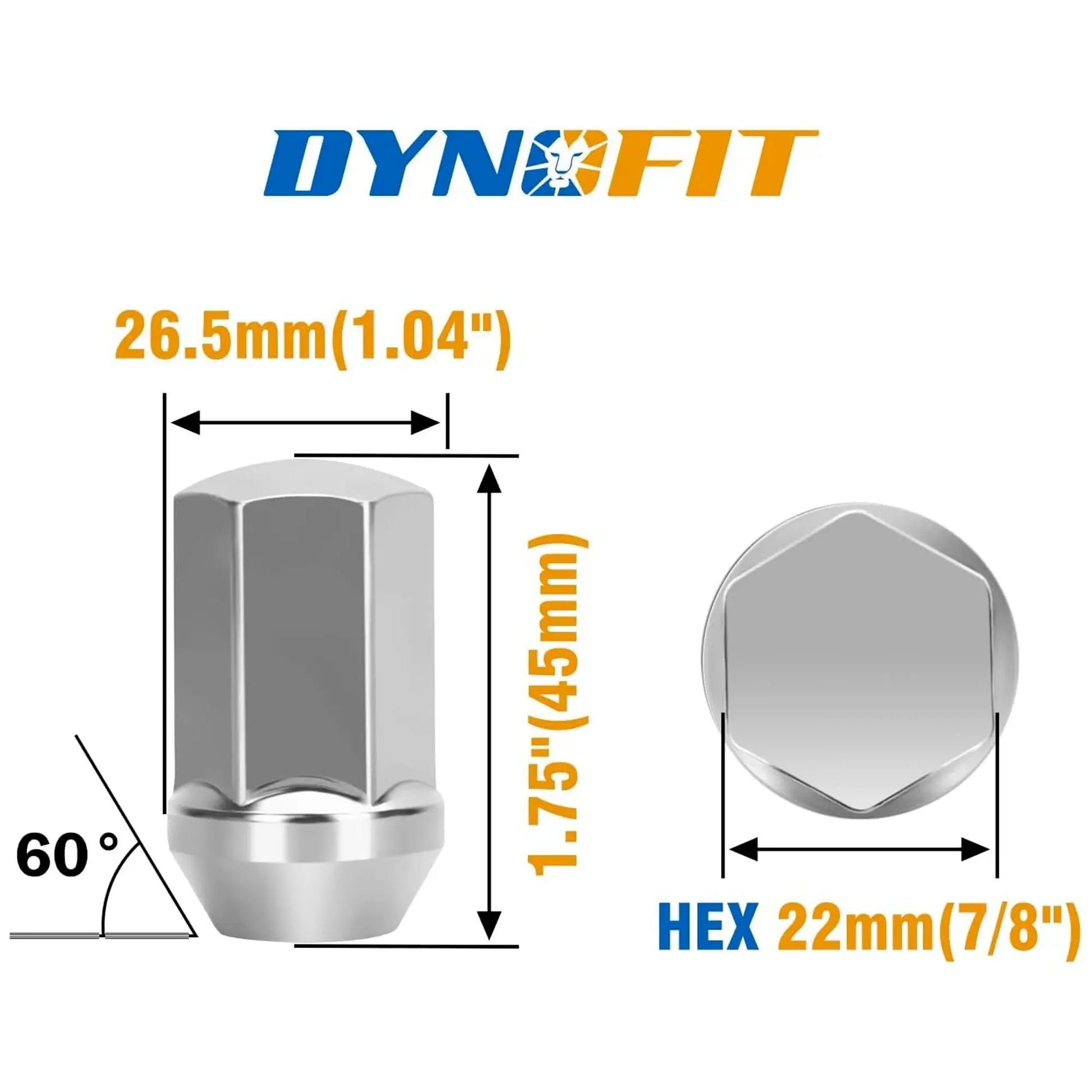 Dynofit M14x1.5 OE Wheel Lug Nuts for Chevy GMC Size
