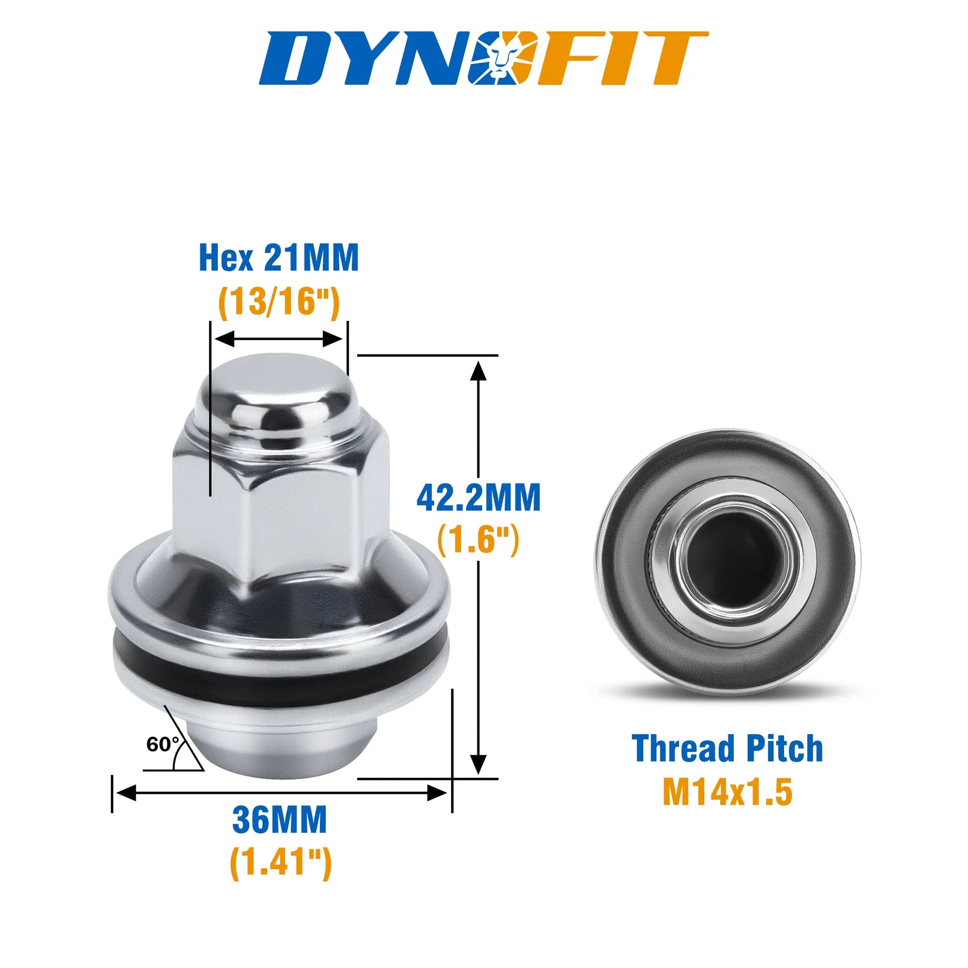 Dynofit 24PCS M14x1.5 Wheel Lug Nuts for Toyota and Lexus Size, Hex 21mm