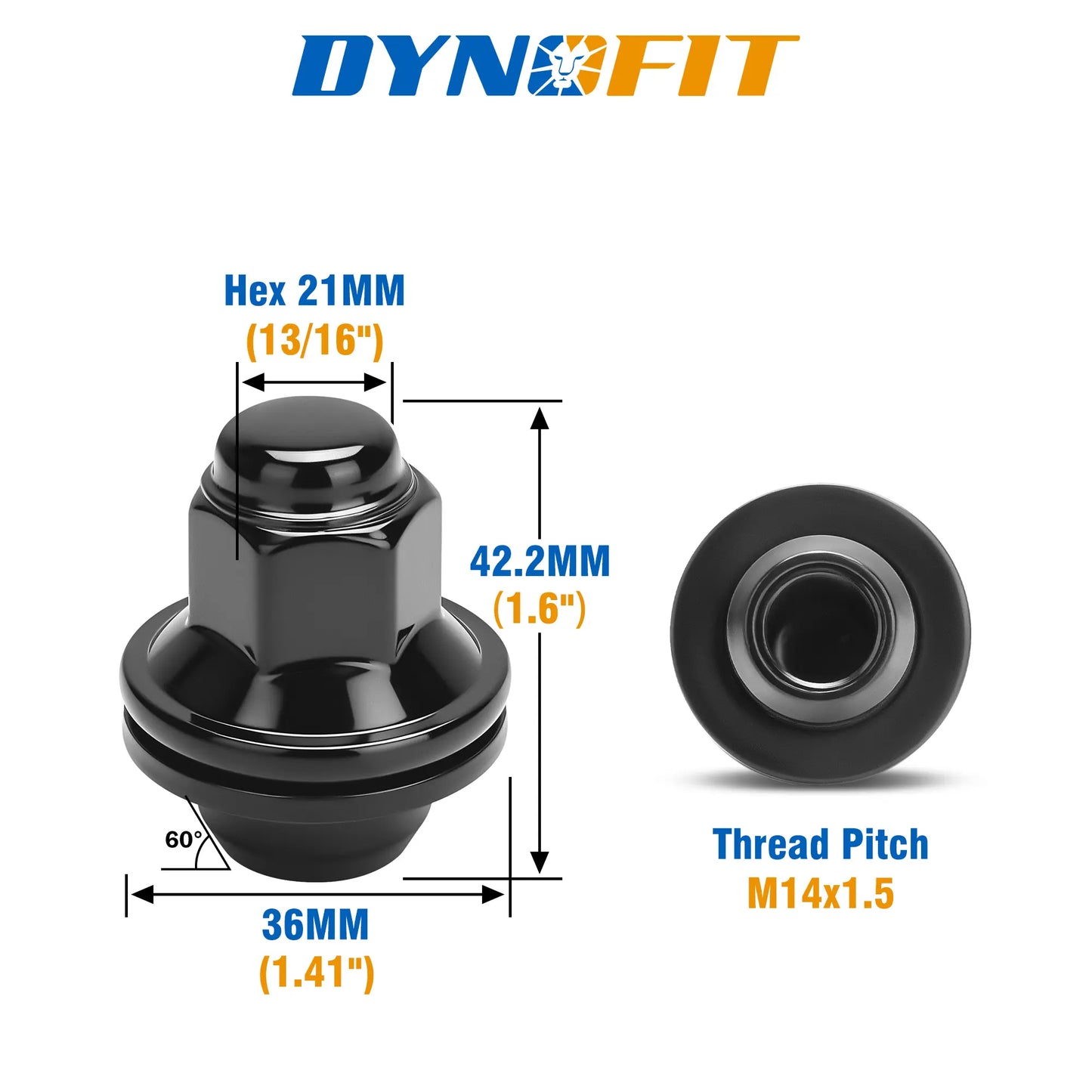 Dynofit 24PCS M14x1.5 Black Wheel Lug Nuts for Toyota and Lexus OEM 90942-A1007/01121 Size Hex 21mm