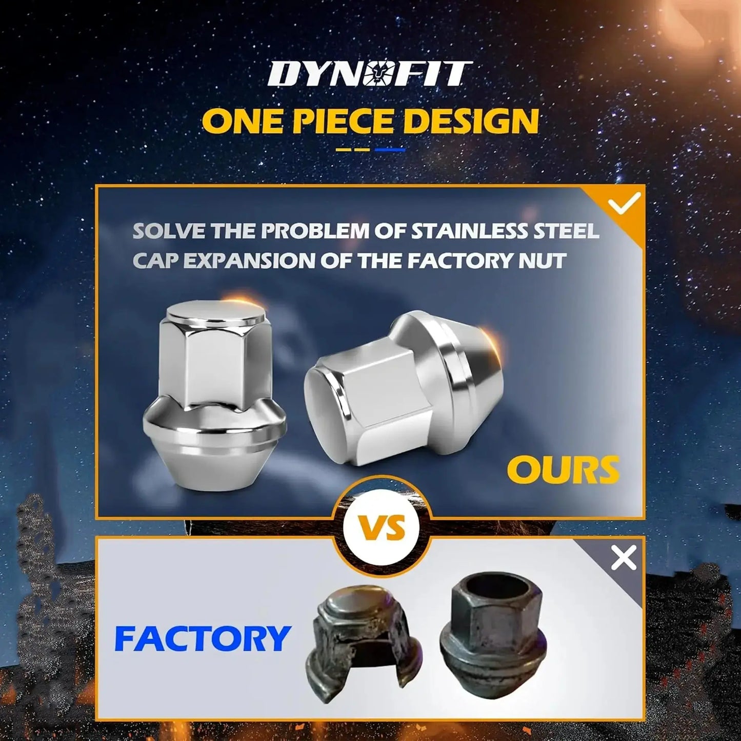Dynofit M14x1.5 Chrome Lug Nuts for Ford advantages