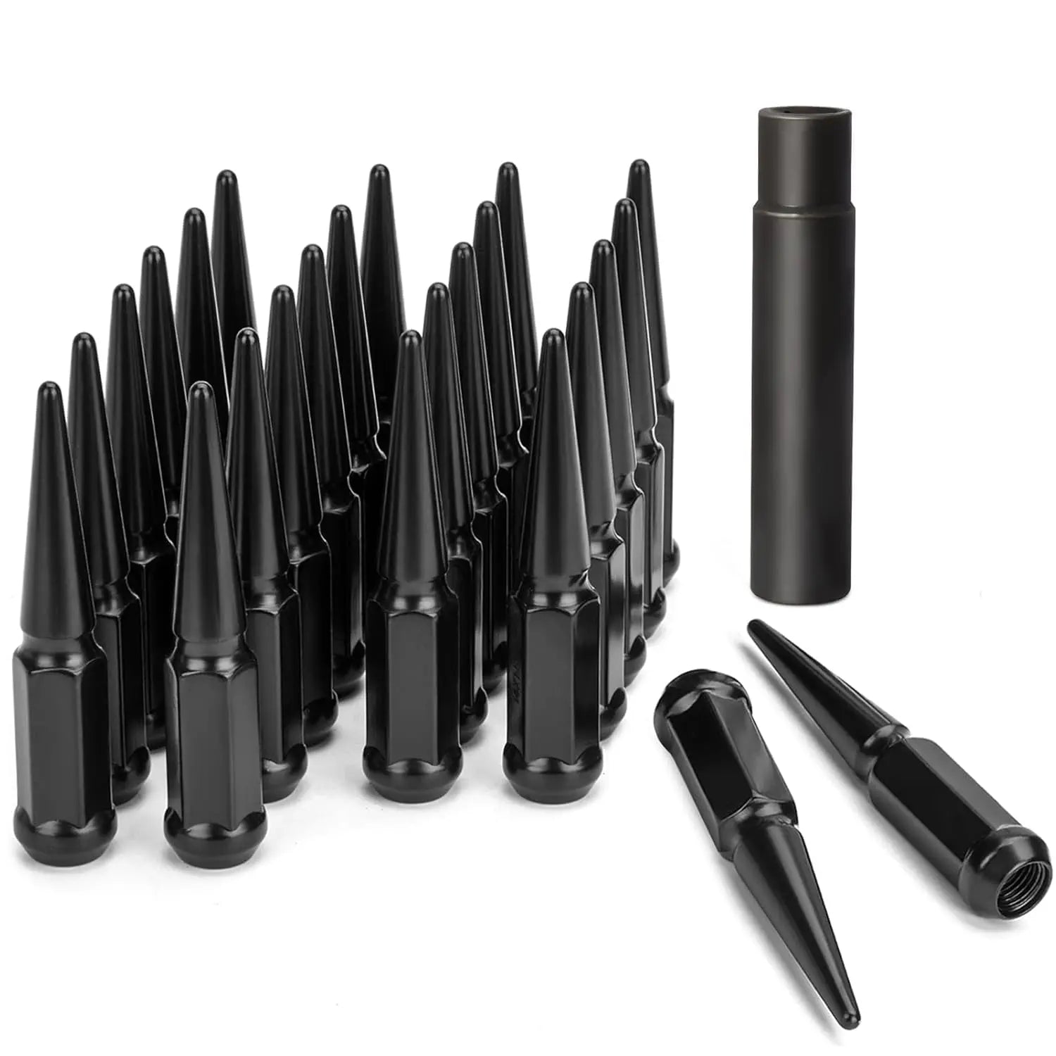 Spiked Lug Nuts M14x1.5 24pcs+1key Cone Seat For Chevy Ford Jeep Dynofitauto