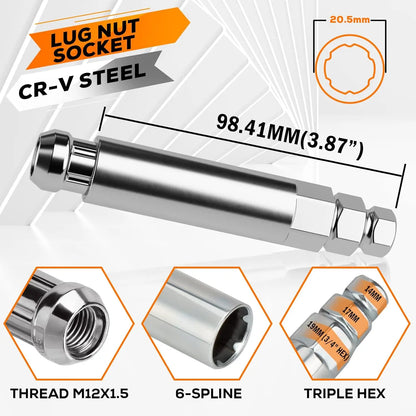 Dynofit 4PCS M12x1.5 Wheel Spike Lug Nuts Compatible with Acura Honda Key Size