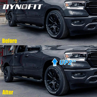 Dynofit 2.5" Front Leveling Lift Kit for 2006-2025 Dodge Ram 1500 before and after