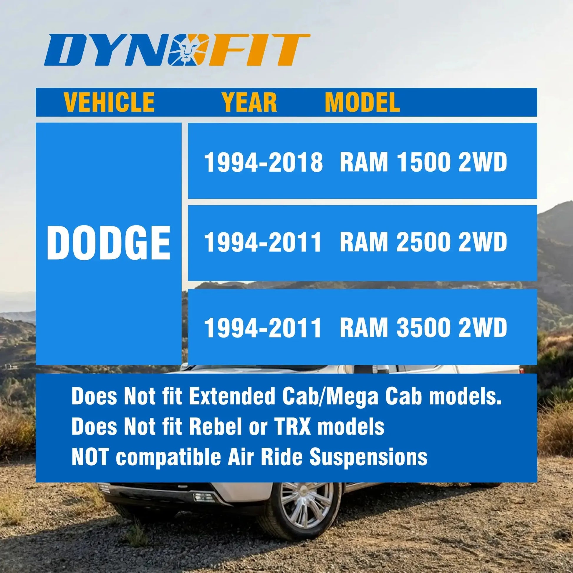 3" Front Leveling Lift Kit for 1994-2018 Dodge Ram 1500/2500/3500 2WD Fitment