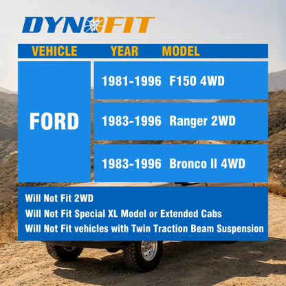 Dynofit 2" Front Leveling Lift Kit for Ford F150 Ranger Bronco II 4WD Fitment