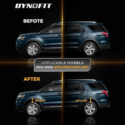 Dynofit 2.5" Front and 1.25" Rear Full leveling Lift Kit for 2011-2019 Ford Explorer Fitment