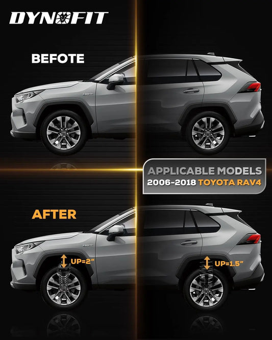 Dynofit 2" Front and 1.5" Rear Full Leveling Lift Kits for 2006-2018 Toyota RAV4 Fitment