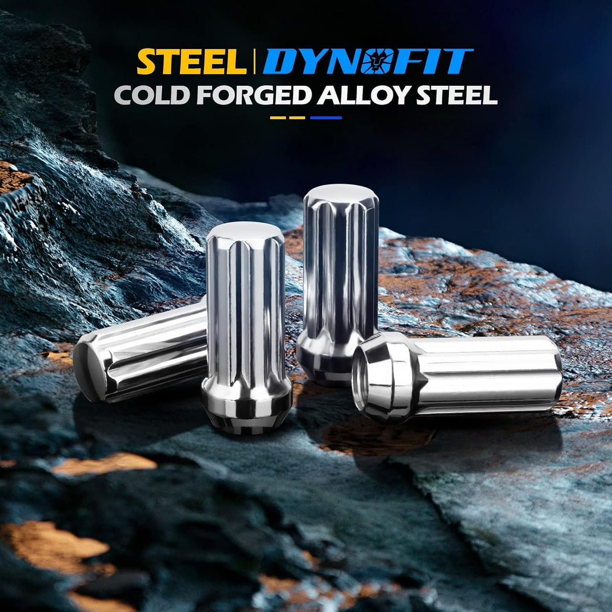 Dynofit 32Pcs M14x1.5 Chrome Wheel Lug Nuts | 60° Conical Seat with 1 Socket Key