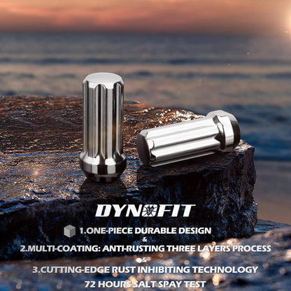 Dynofit M14x1.5 Chrome Wheel Lug Nuts | 60° Conical Seat with 1 Socket Key