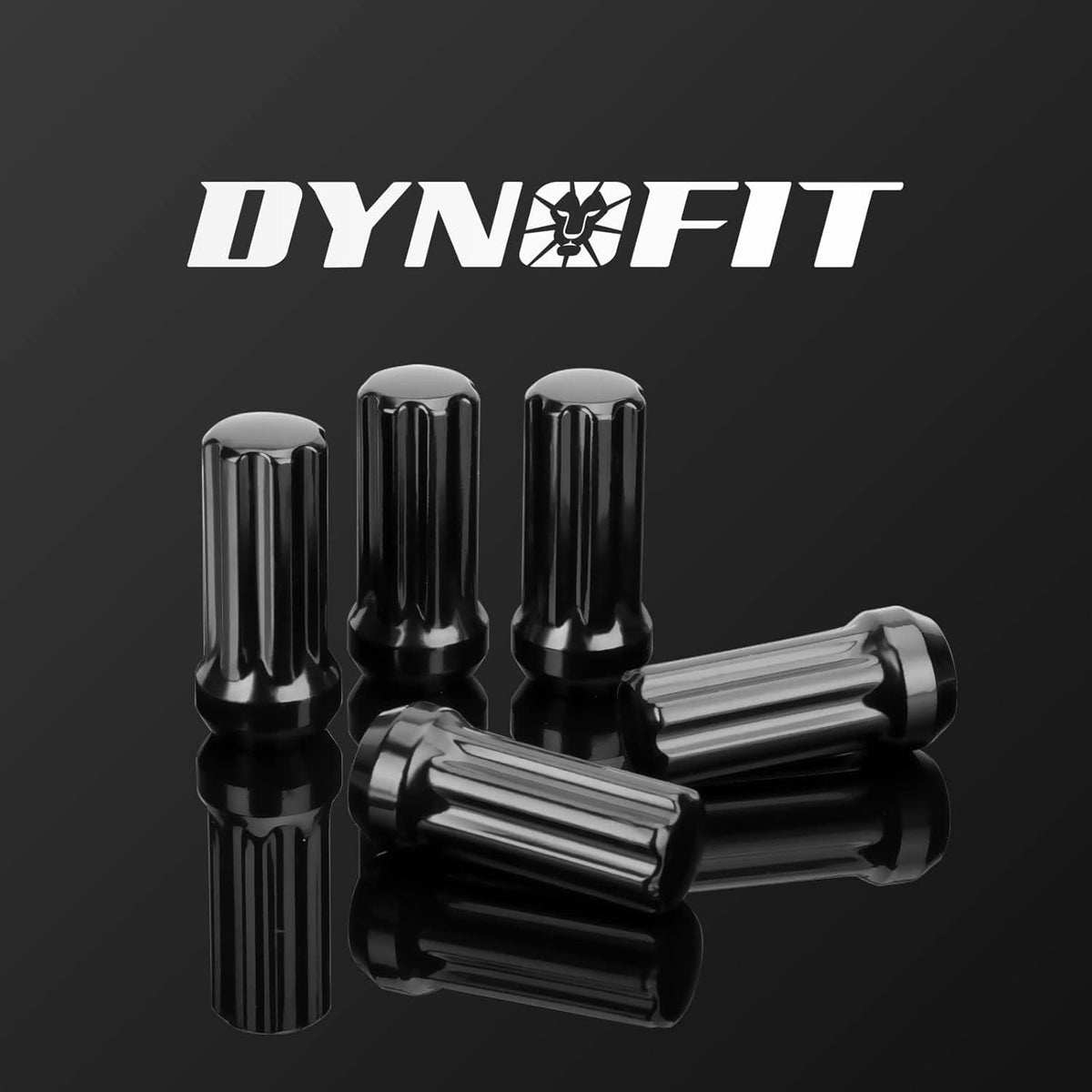32 Pcs M14x1.5 Black Wheel Lug Nuts | 60° Conical Seat with 1 Socket Key dynofit