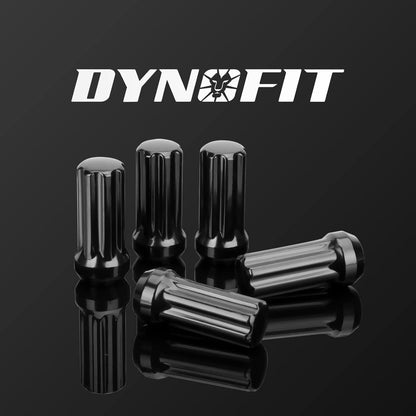 32 Pcs M14x1.5 Black Wheel Lug Nuts | 60° Conical Seat with 1 Socket Key dynofit