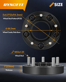 Dynofit 1" Hub Wheel Spacers for Nissan 350Z 370Z Infinit G35 G37 Size