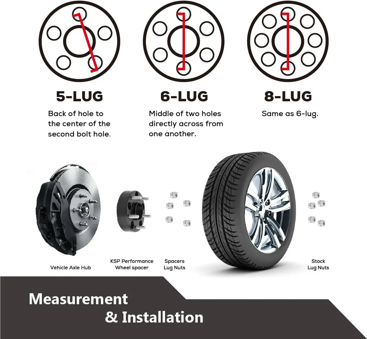 Different lug nut patterns and their measurements with vehicle components.Dynofit 1" Hub Wheel Spacers for Nissan 350Z 370Z Infinit G35 G37