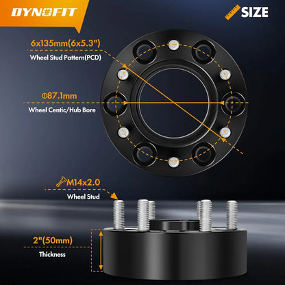 Dynofit 2inch Wheel Spacers for 2004-2014 Ford F150 Size