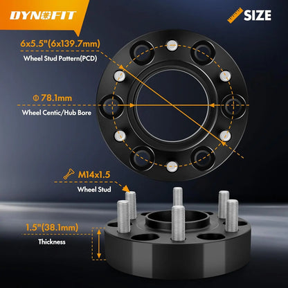 1.5" 6x5.5 Wheel Spacers for Chevy Silverado 1500 GMC Sierra 1500 Yukon XL Avalanche