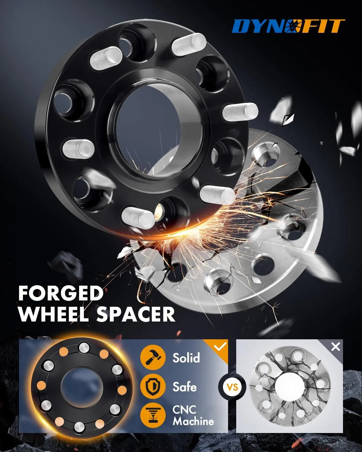 Dynofit 1.5" Hub Wheel Spacers for 2019+ Dodge Ram 1500 Solid and Safe