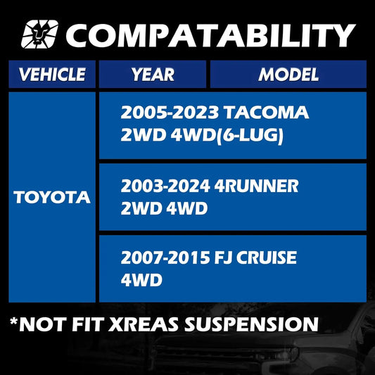 Dynofit 1.5" Front Leveling Lift Kit for Toyota Tacoma 4Runner and FJ Cruiser Fitment