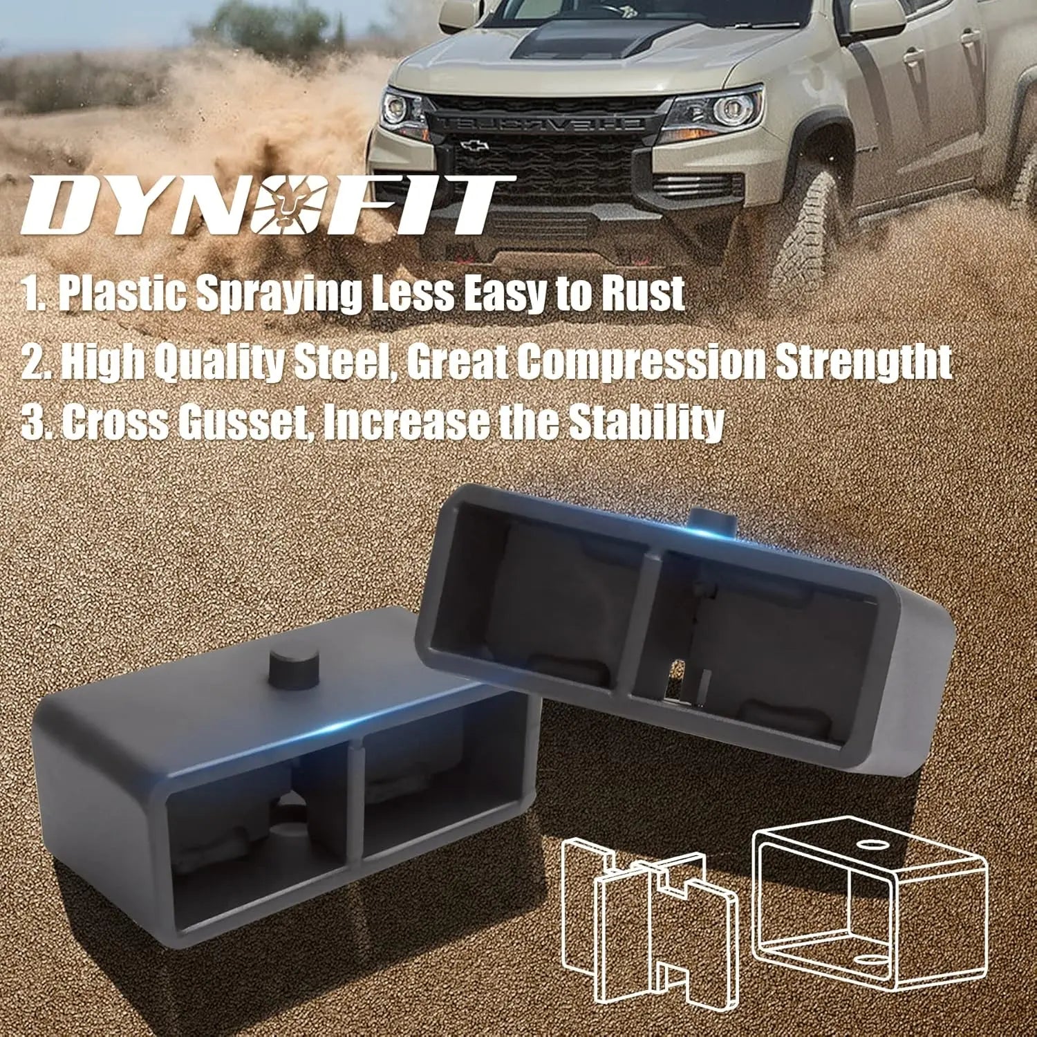 Dynofit 2" Lift Block Kit for 2000-2010 Chevy Silverado GMC Sierra 2WD 4WD