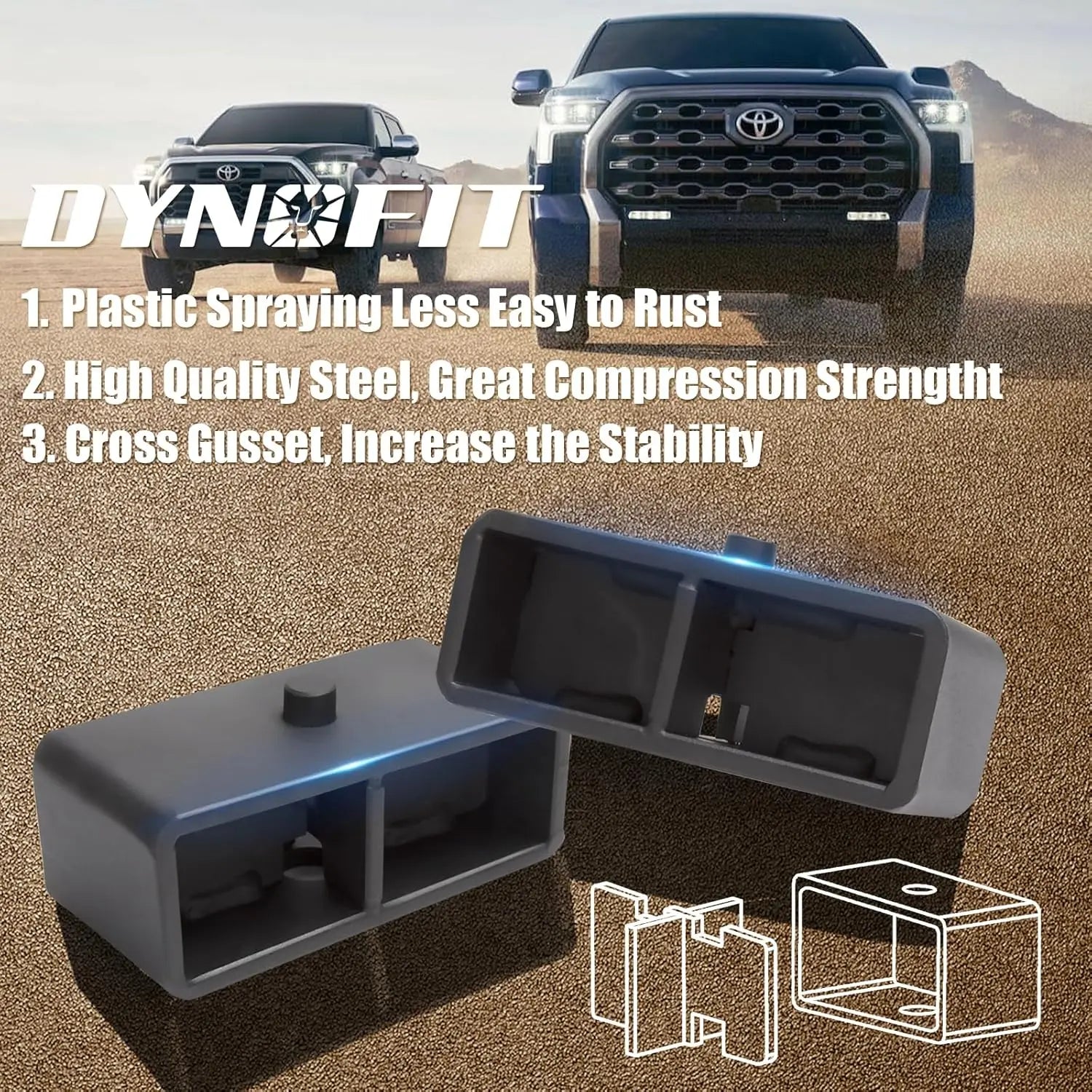 Dynofit 3" Front and 2" Rear Leveling Lift Kits for 2007-2021 Toyota Tundra