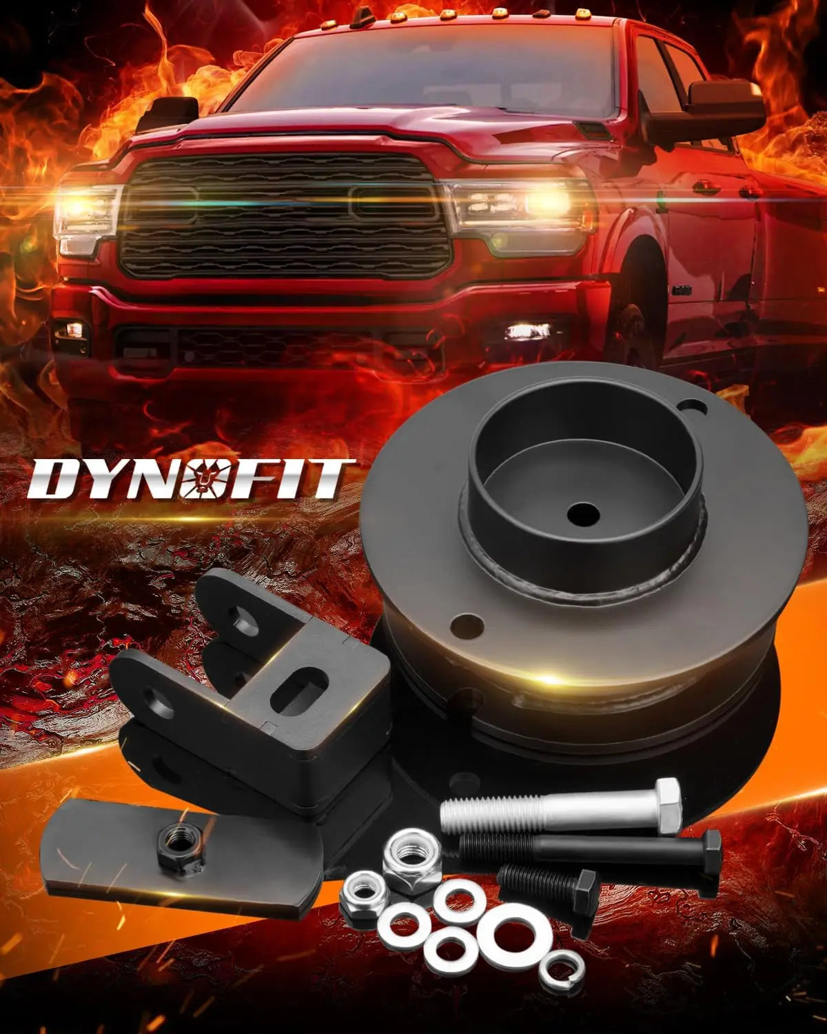 Dynofit 2" Front Leveling Lift Kit and Shock Extenders for 2014-2024 Dodge Ram 2500 3500 4WD