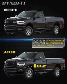 Dynofit 2" Front Leveling Lift Kit and Shock Extenders for 2014-2024 Dodge Ram 2500 3500 4WD Fitment