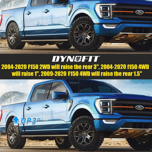 Dynofit 3" Rear Lift Blocks for 2004-2020 Ford F150 2WD 4WD Fitment