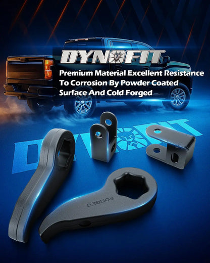Dynofit 1"-3" Torsion Bar Keys with Shock Extenders Brackets for Chevy Silverado GMC Sierra 4WD