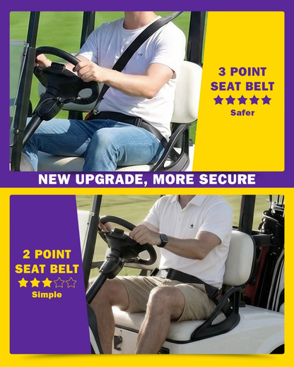 2 Sets Adjustable Retractable 3-Point Seat Belt Kit for Club Car Golf Carts, Forklifts & Trucks
