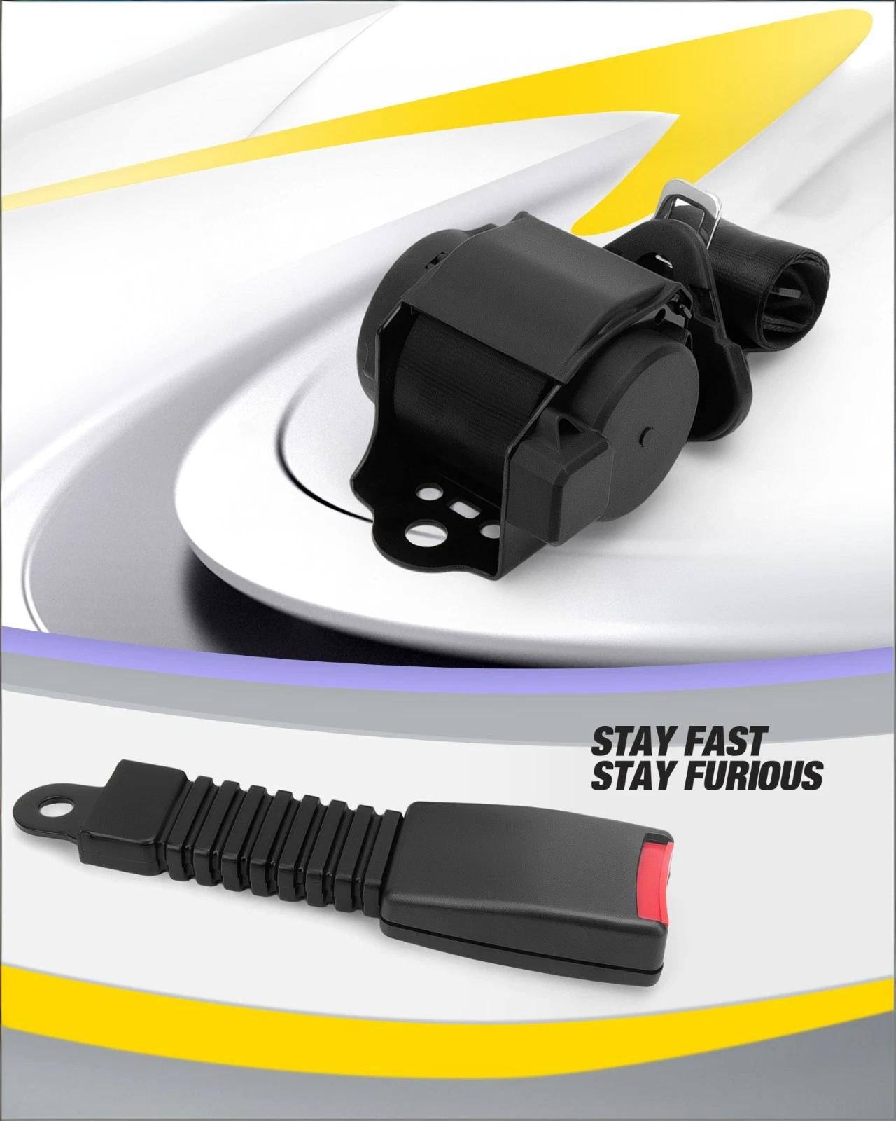 Dynofit 2 Sets Adjustable Retractable 3-Point Seat Belt Kit for Club Car Golf Carts, Forklifts & Trucks