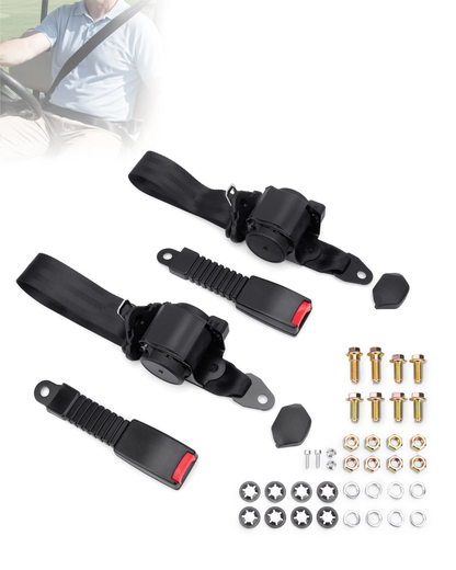 2 Sets Retractable 3 Point Adjustable Seat Belt For Club Car Forklifts Trucks Dynofitauto