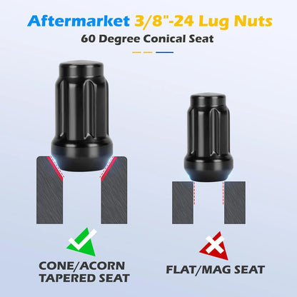 Dynofit 16PCS 3/8"-24 Lug Nuts 60 Degree Conical Seat