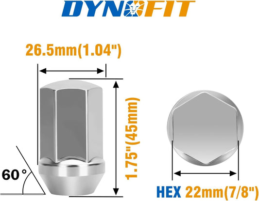 Dynofit M14x1.5 OE Wheel Lug Nuts for Chevy GMC Size
