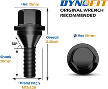 Dynofit 20pcs M12x1.25 OEM Wheel Lug Bolts for Jeep Compass Dodge Dart Size