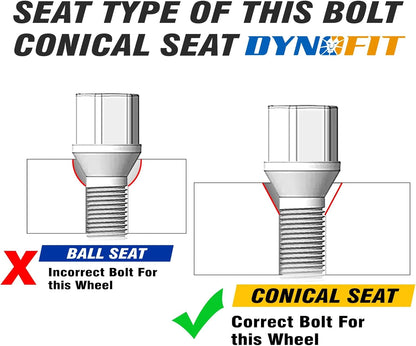 Dynofit 20pcs M12x1.25 OEM Wheel Lug Bolts Conical Seat
