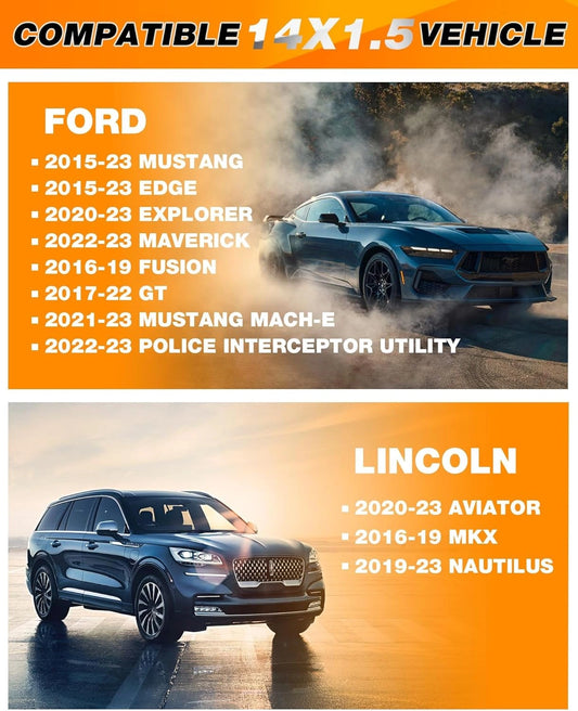 Dynofit M14x1.5 Chrome Lug Nuts for Ford and Lincoln