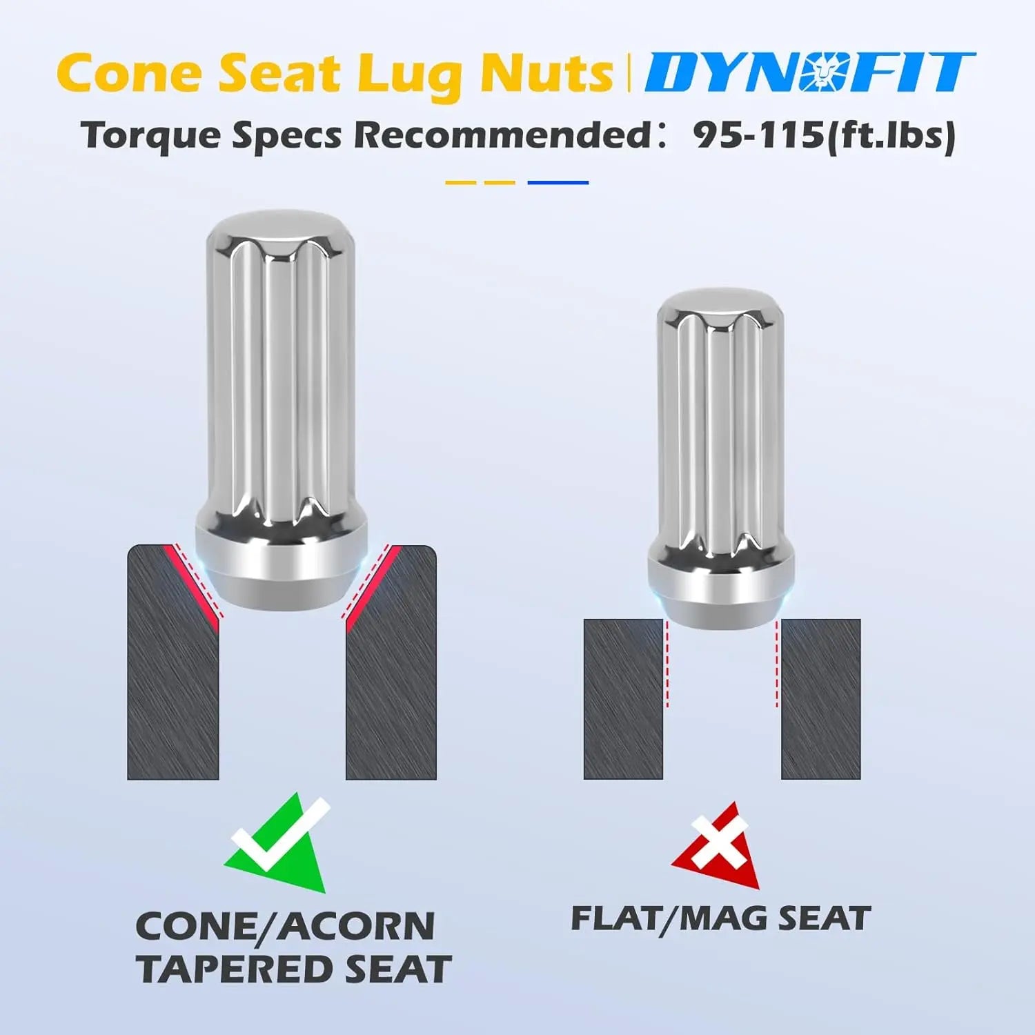 Dynofit 32PCS M14x1.5 Lug Nuts with 2 Socket Keys for Chevy GMC Cone Tapered Seat