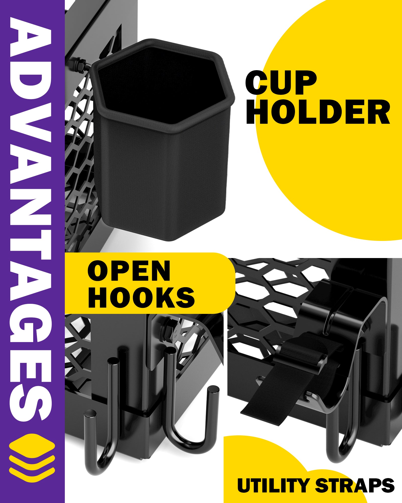 Product advantages: with cup holder and hook