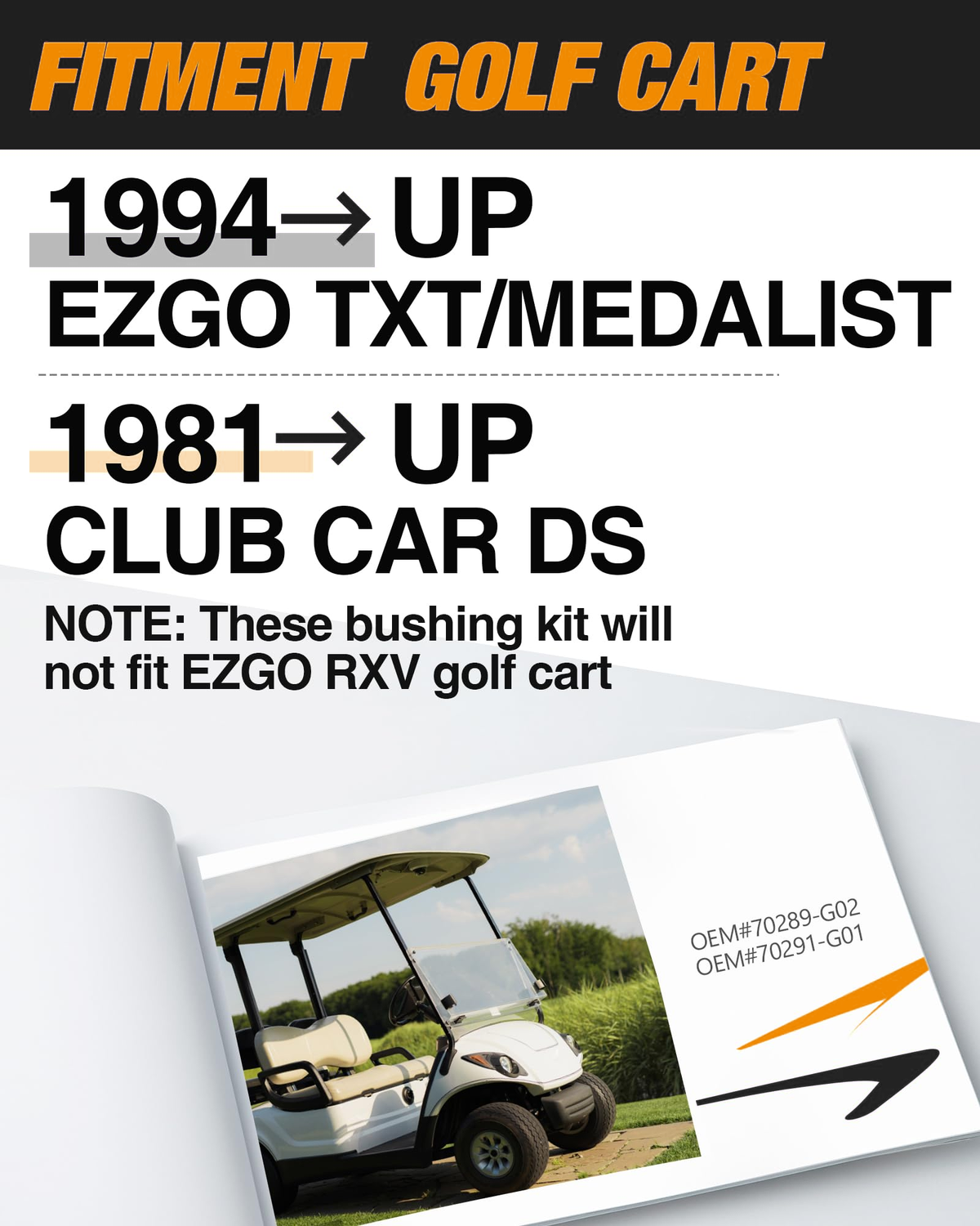 Dynofit Rear Leaf Spring Bushing & Bolt Kit for EZGO TXT / Medalist & Club Car DS