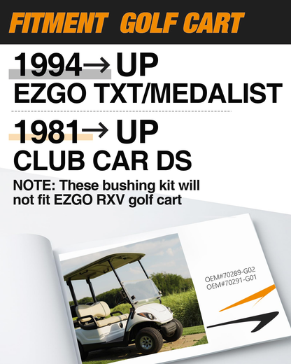 Dynofit Rear Leaf Spring Bushing & Bolt Kit for EZGO TXT / Medalist & Club Car DS