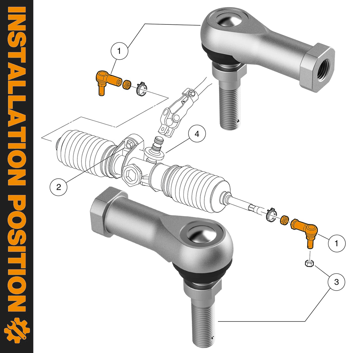 Dynofit Tie Rod Ends for Club Car Precedent / Tempo, M12 x 1.25 RH, 2-Pack